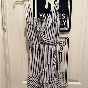 Express Navy and White Striped Dress